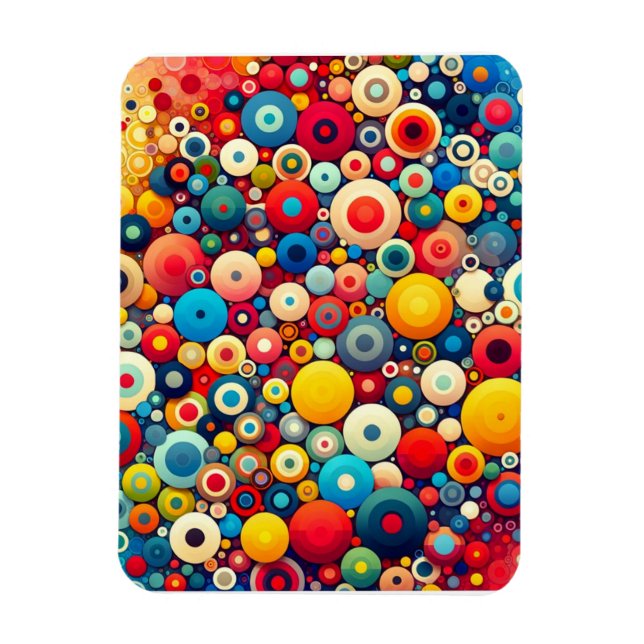 Retro 1970er bunte Kreise Magnet (Vertikal)