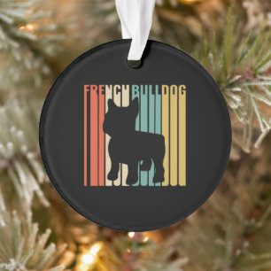 Retro 1970er Hunde Silhouette Französisches Bulldo Ornament