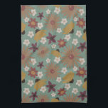 Retro 1970er Jahre Blumenkissen Handtuch<br><div class="desc">Retro 1970er Jahre Blumengrün</div>