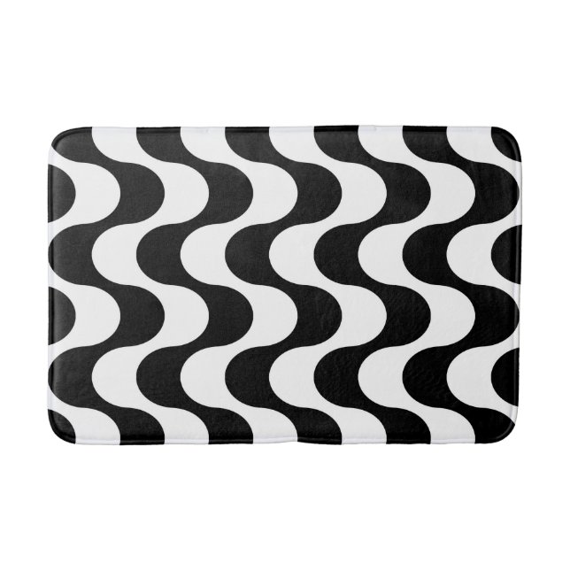 Retro 1970er Jahre Design Wavy Op-Art Stripe Muste Badematte (Vorderseite)