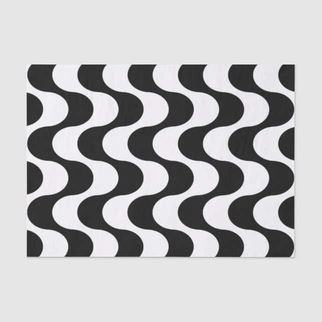 Retro 1970er Jahre Design Wavy Op-Art Stripe Muste Seidenpapier (Vorderseite)