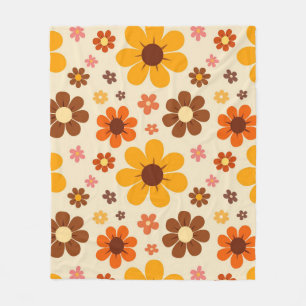 Retro-1970er-Jahre Flower-Power-Nahtloses-Blumenmu Fleecedecke