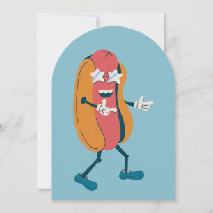 Retro-1970er Jahre groovy Hot Dog lustig Einladung