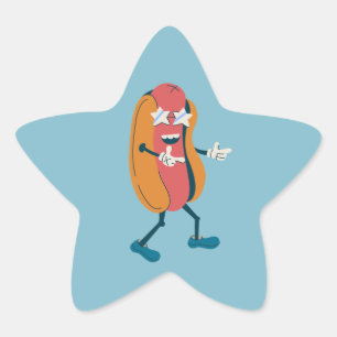 Retro-1970er Jahre groovy Hot Dog lustig Stern-Aufkleber