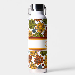 Retro 1970er Jahre Rot Grün Gelb Orange Blume Trinkflasche