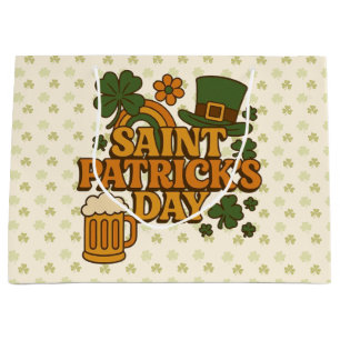 Retro 1970er Jahre St. Patrick's Day Große Geschenktüte