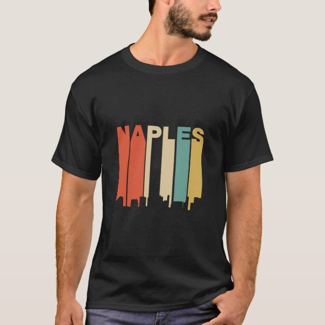 Retro 1970er Jahre Stil Neapel Florida Skyline Hoo T-Shirt (Vorderseite)
