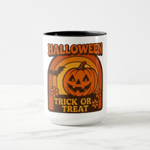 Retro 1970er Jahre Trick or Treat Halloween Tasse