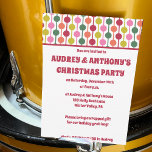 Retro 1970s Pattern Custom Christmas Party Einladung<br><div class="desc">These custom party invites are perfect for Christmas parties and other special events. They feature a fun and festive 1970s-inspired geometric pattern in red,  lime green,  pink,  orange and dark green with all of your party details in coordinating red text.</div>