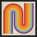 Retro 1970s Style Arched Stripes Geometric Pattern Poster<br><div class="desc">This artwork channels a retro graphic spirit, forming the letter‑like curve with parallel bands of red, orange, yellow, light blue, teal, and purple. The layered arcs flow in harmony, evoking the bold optimism of 1970s design. Set against a soft beige background, the vibrant rainbow palette stands out with clarity and...</div>