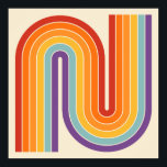 Retro 1970s Style Arched Stripes Geometric Pattern Poster<br><div class="desc">This artwork channels a retro graphic spirit, forming the letter‑like curve with parallel bands of red, orange, yellow, light blue, teal, and purple. The layered arcs flow in harmony, evoking the bold optimism of 1970s design. Set against a soft beige background, the vibrant rainbow palette stands out with clarity and...</div>