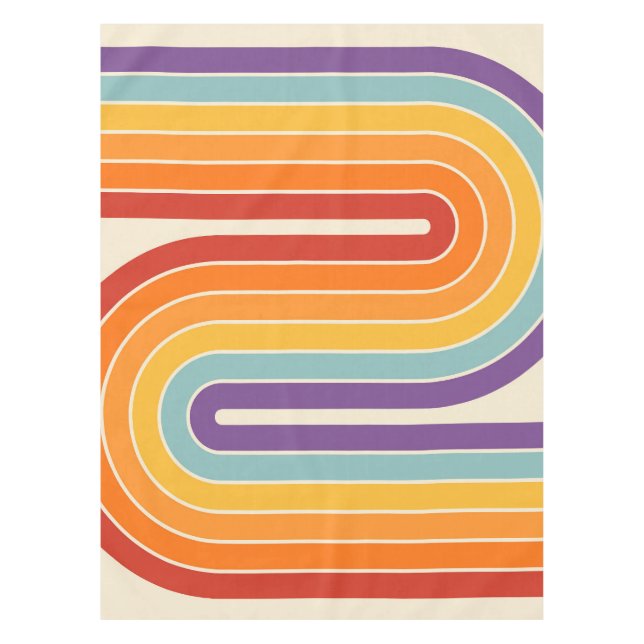 Retro 1970s Style Arched Stripes Geometric Pattern Tischdecke (Vorderseite)