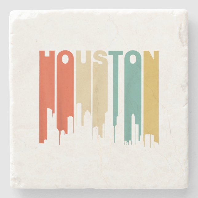 Retro 1970's Style Houston Texas Skyline  Steinuntersetzer (Vorderseite)