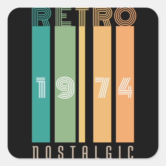 Retro 1974 nostalgisch quadratischer aufkleber (Vorderseite)