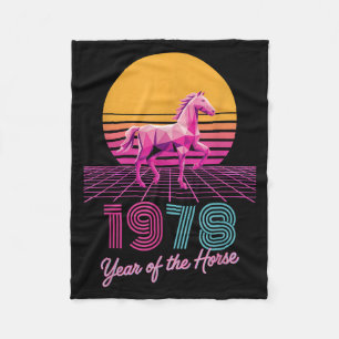 Retro 1978 Jahr des Pferds Cny Zodiac Reiter Fort Fleecedecke