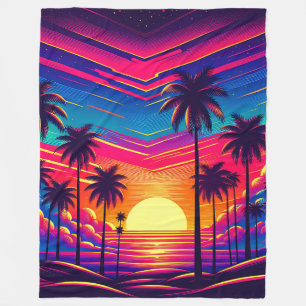 "Retro 1980er: Sonnenuntergang am Strand" Fleecedecke