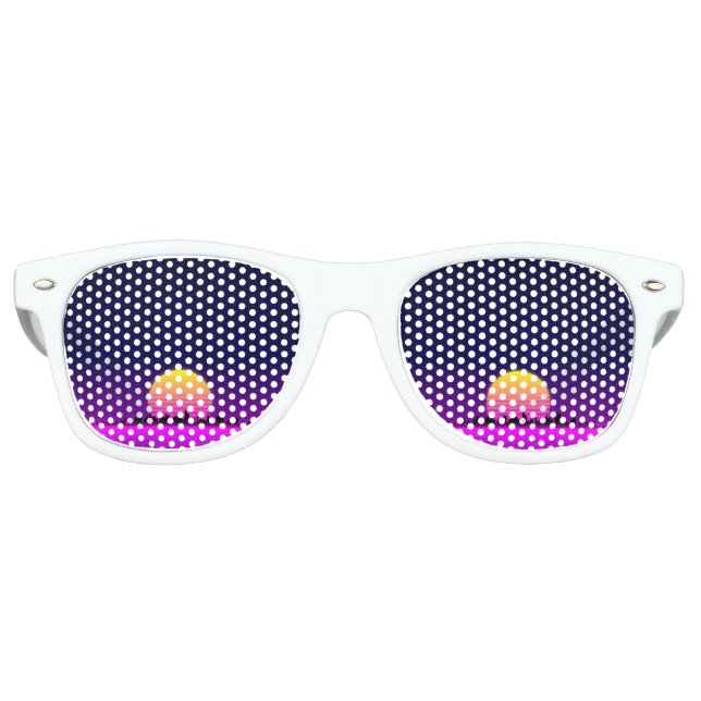 Retro 1980er Synthwave glühende Neonlichter Stadt Partybrille (Vorderseite)