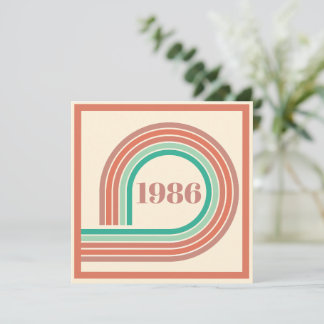 Retro 1986 40. Geburtstag Koralle Boho Streifen Einladung