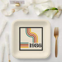 Retro 1986 40. Geburtstag Papierplatte Streifen