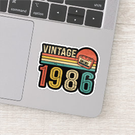 Retro 1986 Birthday Cassette Tape Nostalgic Bday Aufkleber