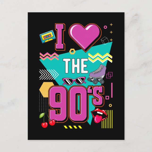 Retro 1990er Liebe Radio Music Disco 90er Postkarte (Vorderseite)