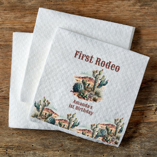 Retro 1. Rodeo Western Kaktus Geburtstag Serviette