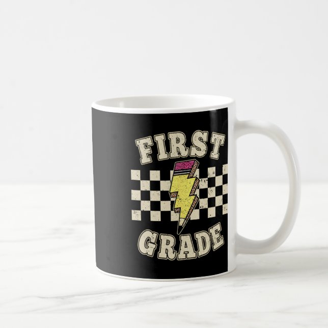 Retro 1st First Grade Teacher Lightning Bolt Penci Kaffeetasse (Rechts)