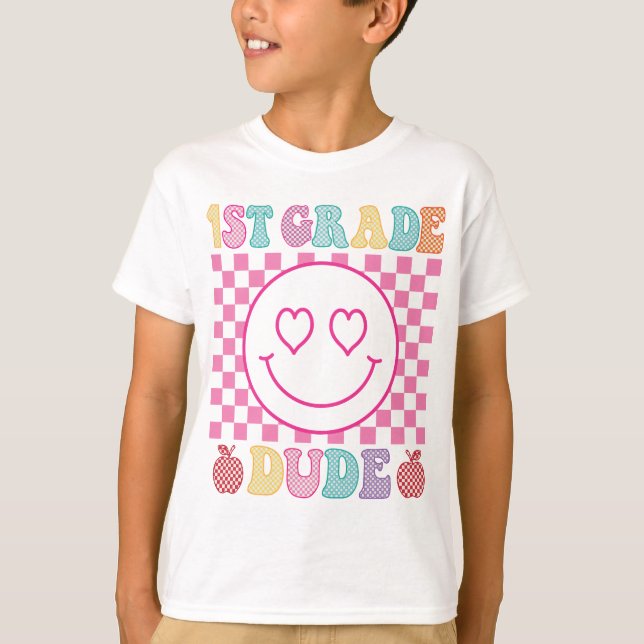 Retro 1st Grade Dude Back To School First GT-Shirt T-Shirt (Vorderseite)