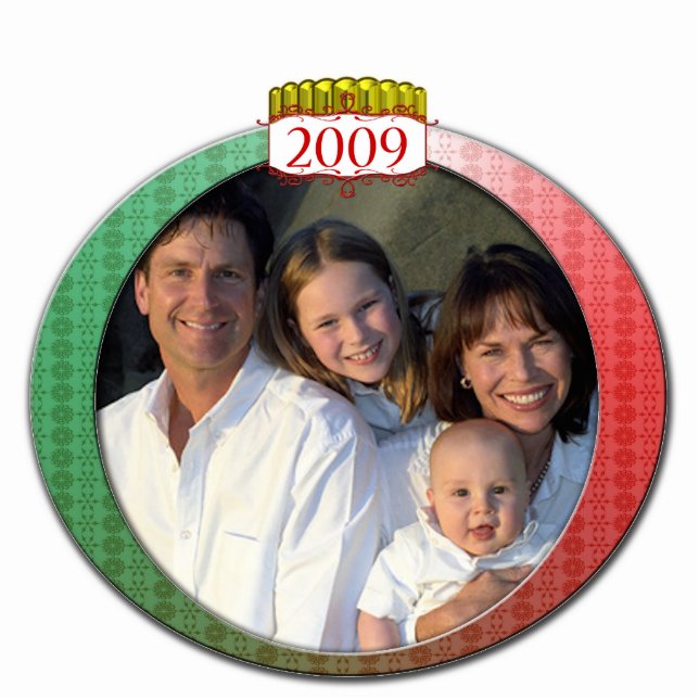 Retro 2009 Foto Weihnachtsschmuck Fotoskulptur Ornament (Vorne)