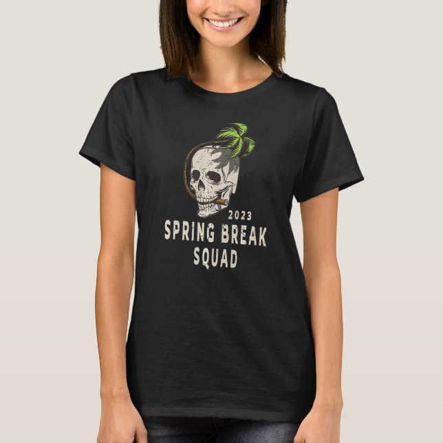 Retro 2023 Spring Break Squad Skull Palm Tree Gra T-Shirt (Vorderseite)