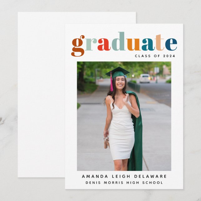 Retro 2024 Abschluss Foto Ankündigung (Vorne/Hinten)