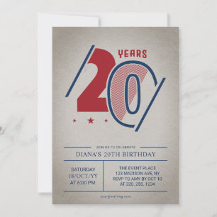 Retro 20. Geburtstag Einladung