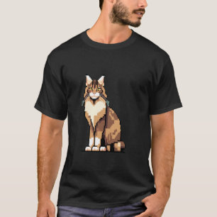 Retro 32-Bit-Stil-Spiel-Pixel-Art Maine Coon Katze T-Shirt