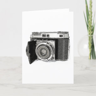 Retro 35 mm Filmkamera Fotograf Kunst Zeichnend Karte