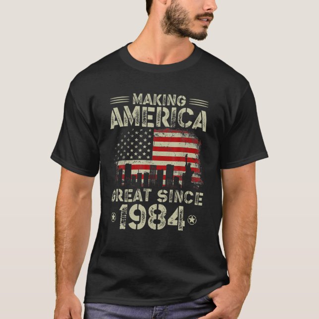 Retro 38th Birthday USA Flag Making America Great T-Shirt (Vorderseite)