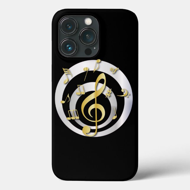 Retro-3D-Effekt Gold- und Silbermusik Case-Mate iPhone Hülle (Rückseite)