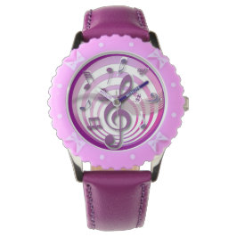 Retro 3D-Effekt Rosa musikalische Hinweise Armbanduhr