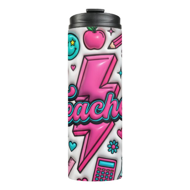 Retro 3D Puffy Lehrer 0,5l Thermobecher Thermosbecher (Vorderseite)