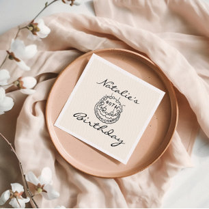 Retro 40. Hand Drawn Cake 40 Spaß Geburtstag Serviette