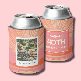 Retro 40th Birthday Pink Sunset Can Cooler Dosenkühler