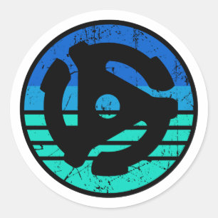Retro 45 RPM Adapter Blue Sunset Runder Aufkleber