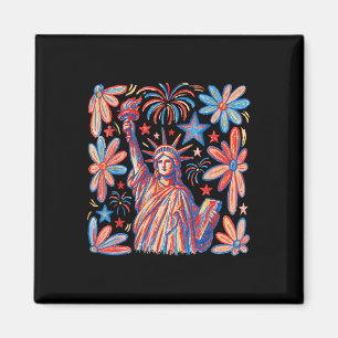 Retro 4. Juli Freiheitsstatue Girl Wome Magnet