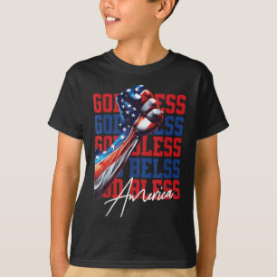 Retro 4. Juli Gott segne Amerika Patriotischer Chr T-Shirt