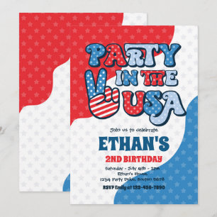 Retro 4. Juli Party in den USA Geburtstagsparty Einladung