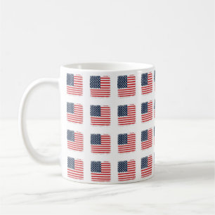 Retro 4. Juli Schachbrettmuster Patriotischer Ster Kaffeetasse