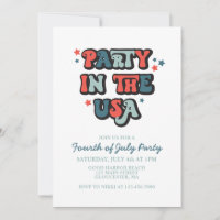 Retro 4. Party in den USA Einladung