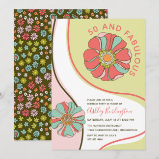 Retro 50 & fabelhafte Groovy Blumenladen Einladung