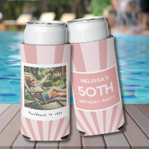 Retro 50. Geburtstag Pink Stripe Can-Kühler Selters Dosenkühler