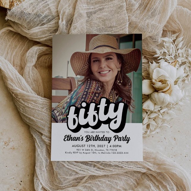 Retro 50. Geburtstagsfeier | Fünfzigjährig Einladung (Von Creator hochgeladen)