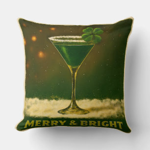Retro 50er 4-Blatt-Kleeblatt Irischer Weihnachts-M Kissen